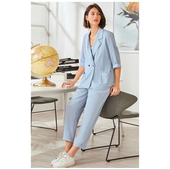 NWT Solid Lapel neck blazer & straight leg pants - Picture 4 of 9